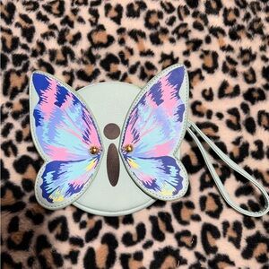 Betsey Johnson Butterfly Wristlet in Blue and Pink